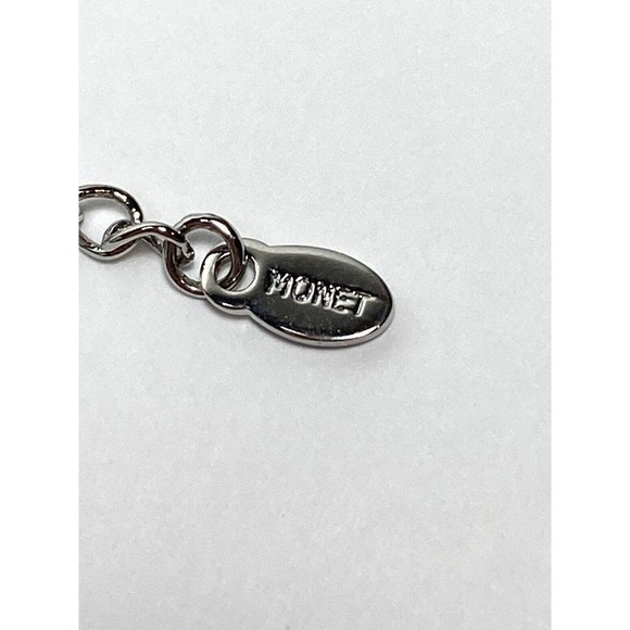 Monet Necklace Silver Tone Black Teardrop Pendant Rhinestones 16”+1.5” - Picture 4 of 9
